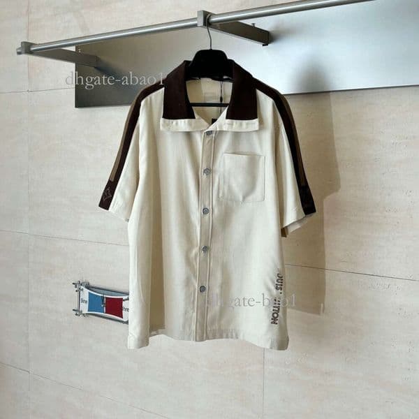 Designer 26Ss Spring/Summer Style Color-Blocked Woven Logo Short-Sleeve Unisex Casual Loose Shirt 1a6c 1972