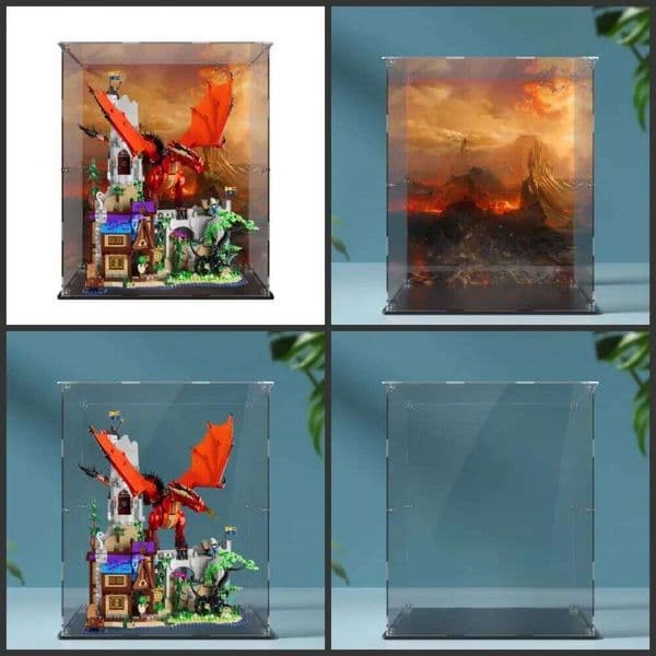 New Clear Red Dragon's Tale Building Block Display Case for 21348 Bricks Set Storage Box home organizer