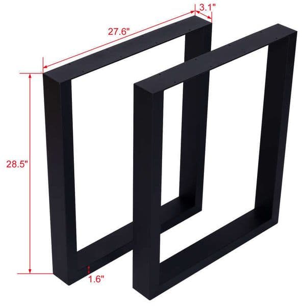Square 28X 28" ,Wide Metal , Heavy Duty Steel Leg Dining Table Legs Coffee Desk Leg, Set of 2