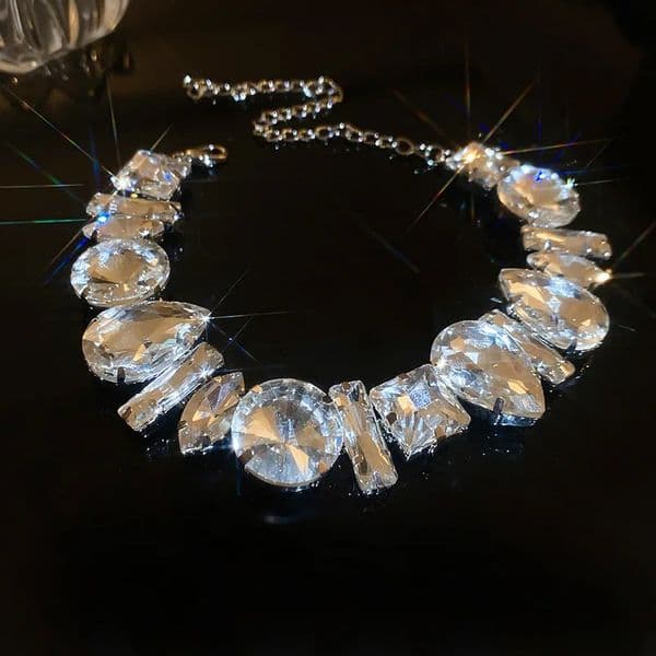 Shine Geometric Crystal Choker Necklaces for Women Water Drop Clavicle Chain Necklaces Statements Jewelry Gifts260429