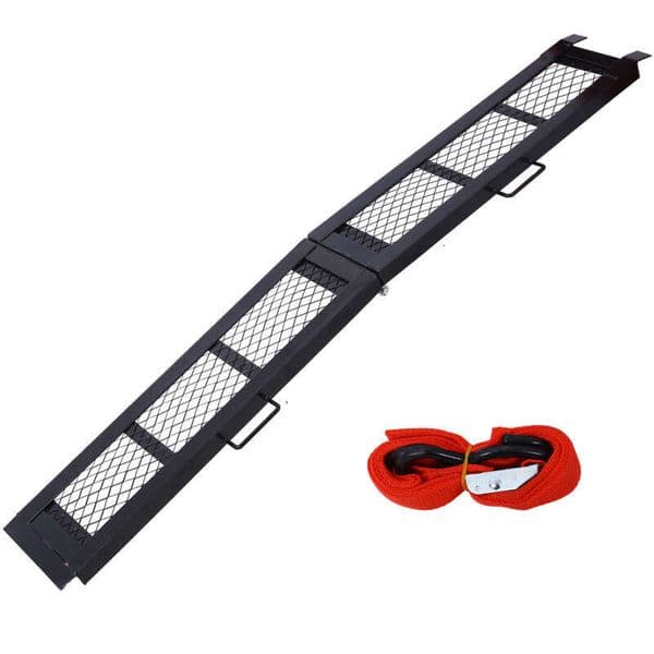 80" Steel Loading 500LBS Capacity, Portable Motorcycle Ramp, Folding ATV Ramp for Pick up Truck, Black, Pack of 1