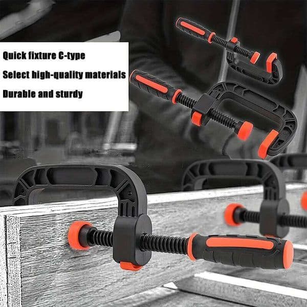 2-Piece C-shaped Fixture Set, Sliding T-shaped Handle with Jaw Opening, Industrial Strength suitable for Woodworking Fixtures