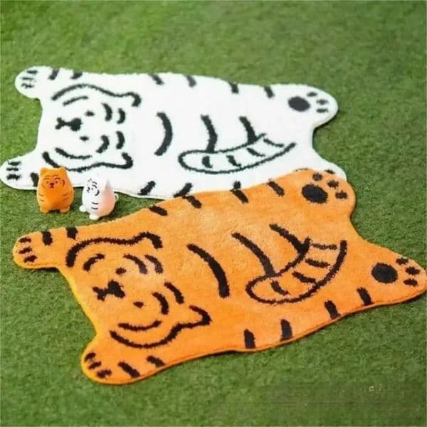 VIKAMA Cartoon Tiger Plush Rug Adorable Foot Mat For Kids Room Decorative Living Bedroom And Entryway Home Decor 260429