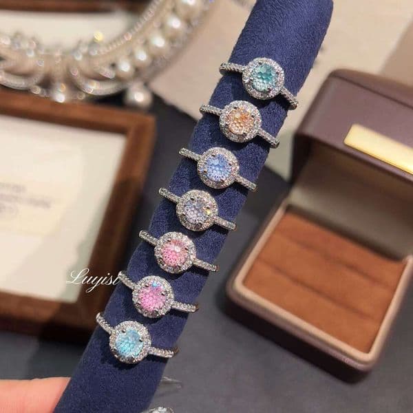 New full-diamond firework cut ring, fashionable and unique, Korean style, hot-selling on live stream, dazzling round adjustable open ring