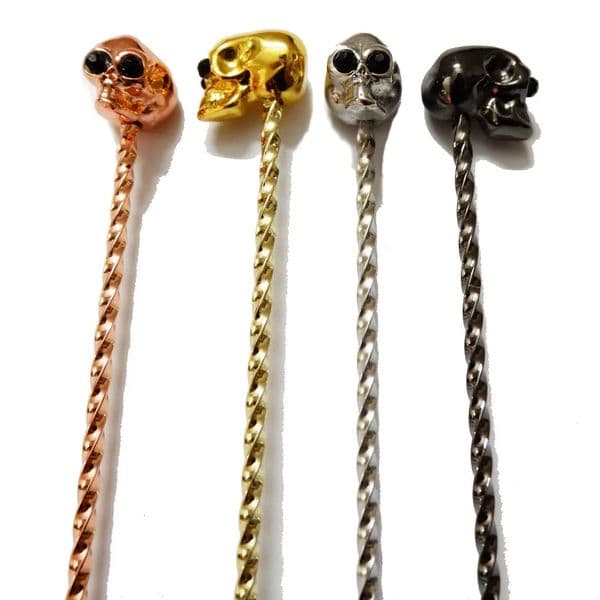 Skull Barspoon Cocktail Spoon Stainless Steel Mixing Spiral Pattern Bar Tool 260430