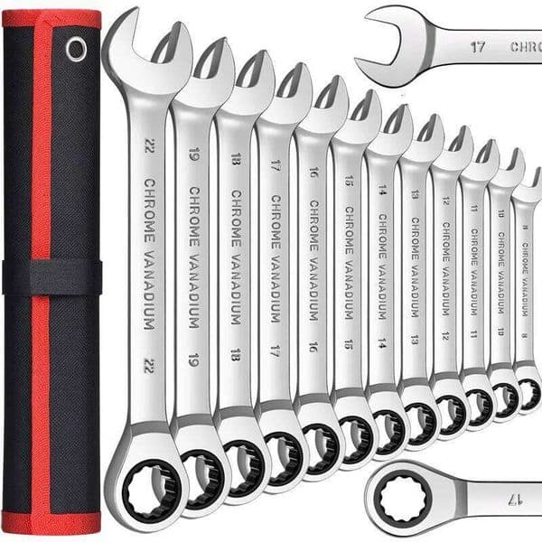 Ratcheting Combination Set,12 Point Box and Open End Wrench Set spanner Fit for Garage,Home DIY, Repair,Maintenance