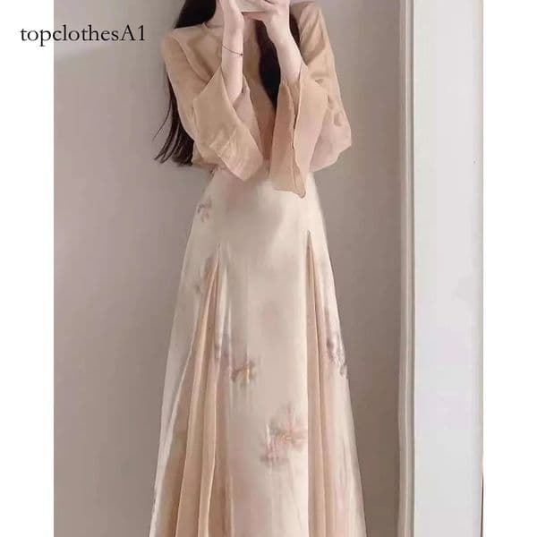 Zen-Inspired Women's Outfit, Suspender Dress With A Cover-Up, High-End And Gentle Two-Piece Set For Summer MAKOUFEI