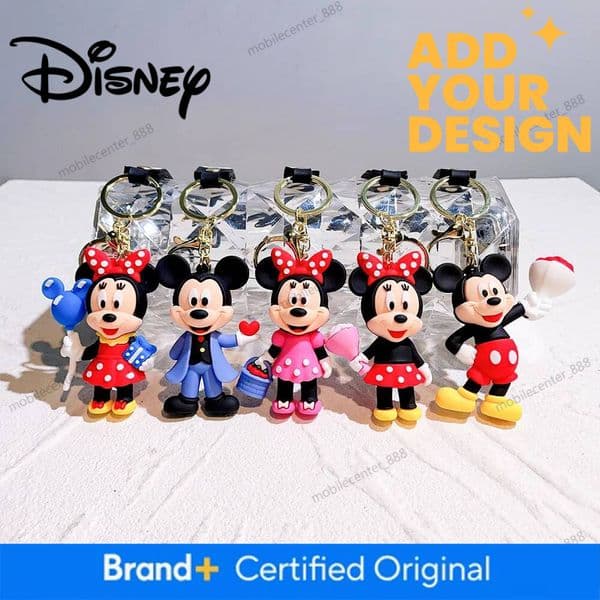 Designer Disney Mickey Minnie PVC Keychain Doll Action Figural Couple Car Key Chain Pendant Hanging Ornaments Wedding Gifts Luxury