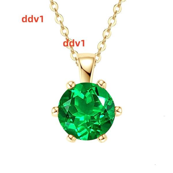 Internet Celebrity Trendy Fashion Classic Six-Claw Geometry Emerald Link Chain Necklace Women S925 Sterling Silver Gold Plated