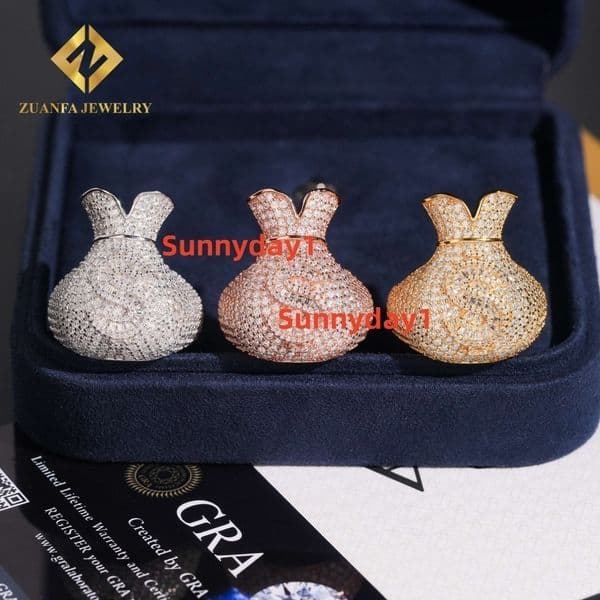 Hot Sale GRA Certified Moissanite Dollar Ring HipHop 925 Sterling Silver Ring High Quality Ring Iced Out Pass Diamond Tester
