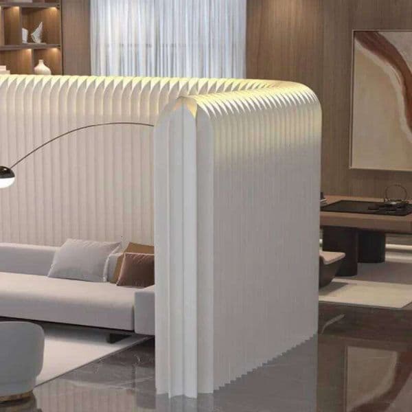 White Portable Room Divider Folding Organ Paper Partition Movable Wall Panel Screen for Home Office Bedroom