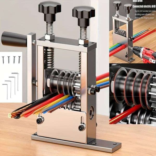 Manual Machine, Stripper Machine with Hand Crank Portable, Wire Stripping Tool Aluminum Construction
