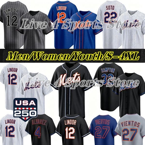22 Juan Soto ny Baseball Jersey Bo Bichette Lindor Alvarez Marcus Semien Brett Baty Luis Robert Jr Clay Holmes Mark Vientos meTs Nolan McLean Jorge Polanco Taylor 4XL