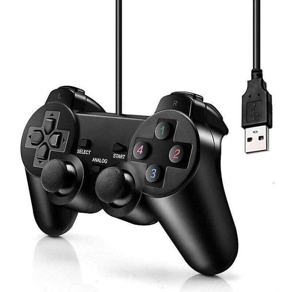 USB Wired Game Controller with Vibration Feedback, Plug & Play Joystick for Windows XP/7/8/10/11 PC Laptop Computer Gaming