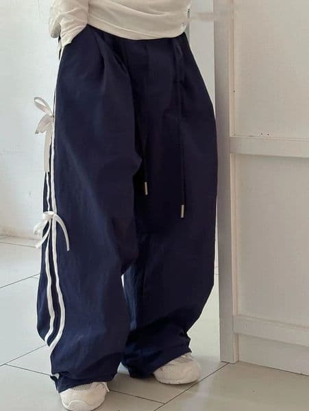new Girls' Ribbon - Pulled and Bow - Adorned Casual Trousers