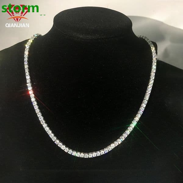 New Luxury 2-65mm Tennis Chain with 925 Silver D VVS Moissanite Diamond 18K Gold Plated Hip Hop Necklace