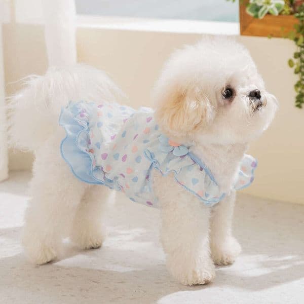 Famous brand Dog Clothes Spring Summer Thin Breathable Chiffon Dress with Flutter Sleeves for Small and Medium Sized Dogs Teddy Bichon Pet Apparel pupakaIK