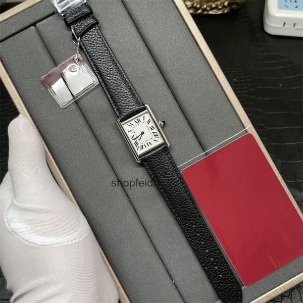 Top quality tanks watch mens watch women super clone watches designer watch swiss quartz movement leather strap sapphire glass 22mm 25.5mm with box 97R9