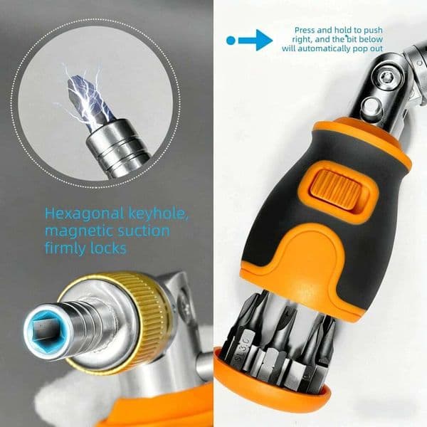 Multifunctional Portable Ratchet Screwdriver Set CRV Steel Hidden Bits Corner Multi Angle Driver Tool Kit for Tight Space