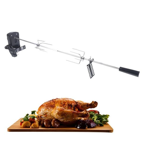 Electric BBQ Grill Spit Roaster w 120 cm long cableRod Outdoor Barbecue Grilling Rotisserie Kit 260429