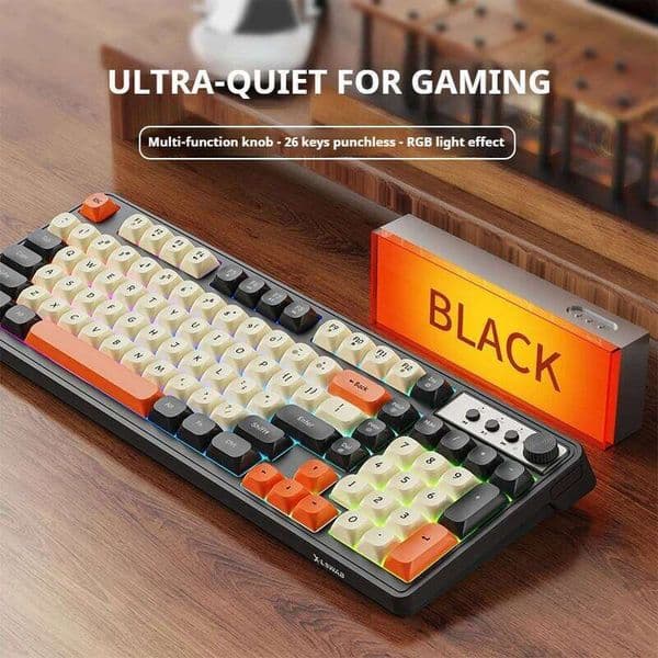 EWEADN G98 Gaming Office Keyboard, film with rainbow Backlit USB Wired Computer External Quiet, Digital area,Digh appearance S260430