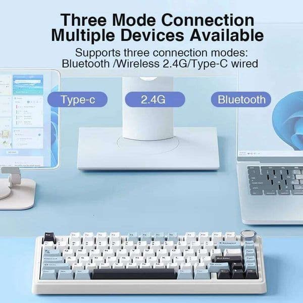 AULA F75 2.4G Wireless/Bluetooth/Wired Gaming Mechanical Keyboard RGB Customized 75% Layout OEM Profile Gasket Structure S260430 32f
