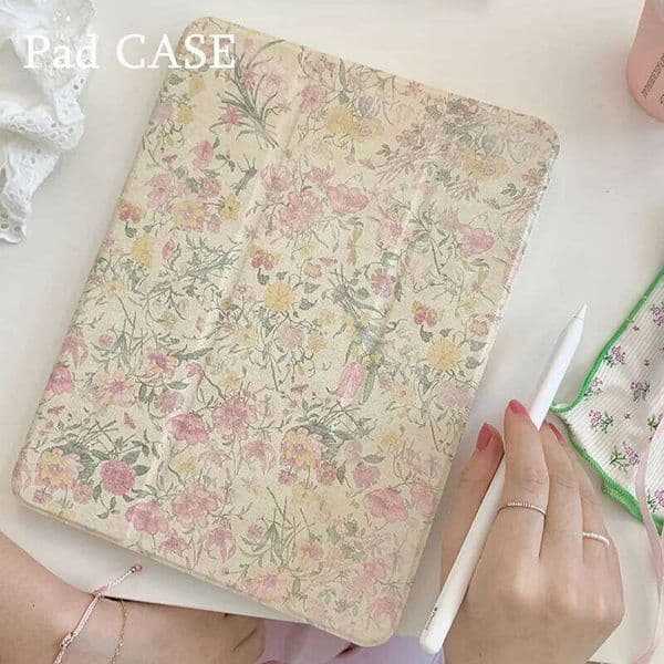 INS Korean style pink floral pattern For iPad pro 10/11-Inch 2020/6th/7th /8th /Air 3rd/Air 4th/9th gen/Air 5th Gen /Air 11 26Y0504