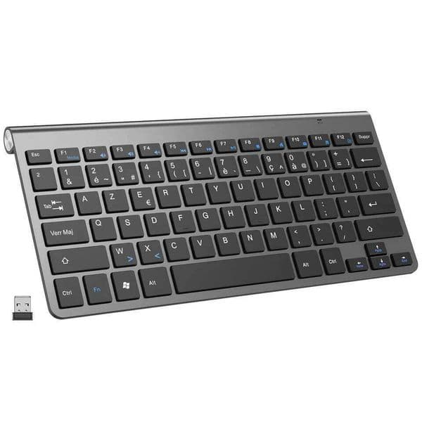 Ultra Slim AZERTY Layout Wireless Multimedia French Keyboard Low Noise Use Dry Batteries for Laptop Desktop Windows S260430