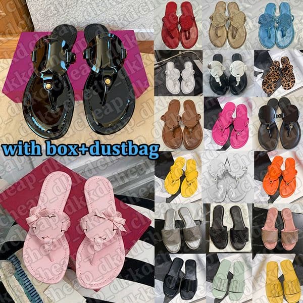 with box designer sandals Strappy Summer slippers Womens Comfortable Slides Patent Leather slipper black pink brown flip flops outdoor casual travel