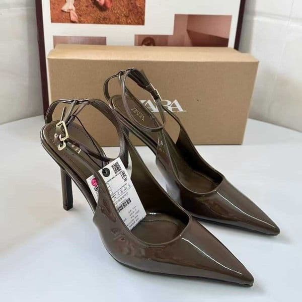 With Box Sandals Designer Luxury Classic R Spring New Womens Shoes Khaki Green Elegant Sexy High Heels Pointed Toe Backless Stiletto Sandals Single Shoes X2605161