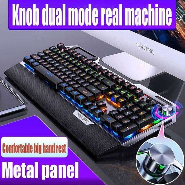 K100 Metal Reality Mechanical Keyboardist Knob Games Green Axis Wired USB Keyboard And Mouse Pc S260430