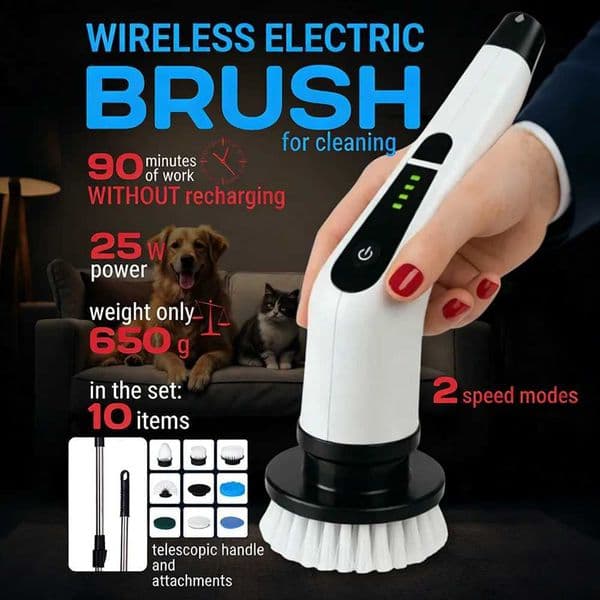 Cordless Electric Scrubber for Kitchen Bathroom Toilet - Multipurpose Cleaning Brush with Adjustable Speeds for Floor Cleaning X260504