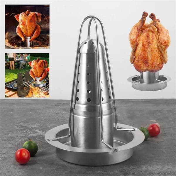 Stainlness Steel Roasting Grill Stand Removable Outdoor BBQ Tool Chicken Roaster Rack Non-stick Grilled Chicken Plate Party 260430