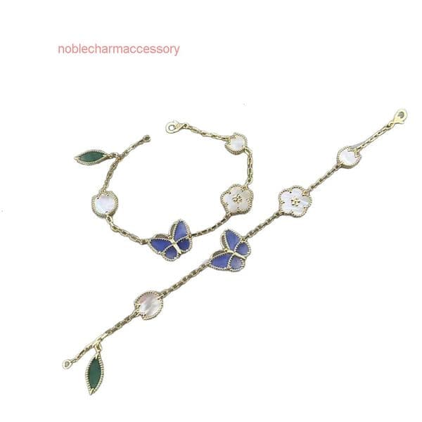 Designer Bracelet Vanly Cleeffs Four-leaf clover butterfly bracelet pattern mother-of-pearl for women plated lucky five-flower