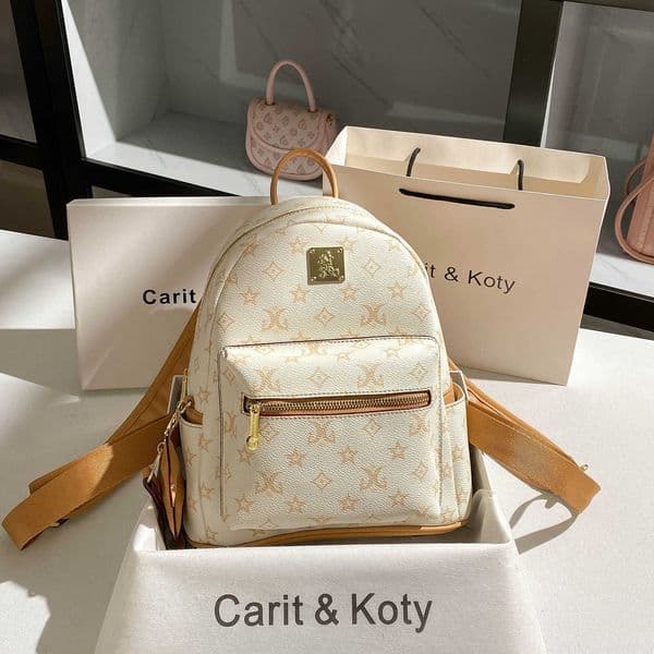 with box Designer handbag classic luxury shoulder bag Two-tone vintage print backpack spring new model high-end large-capacity backpack X260504