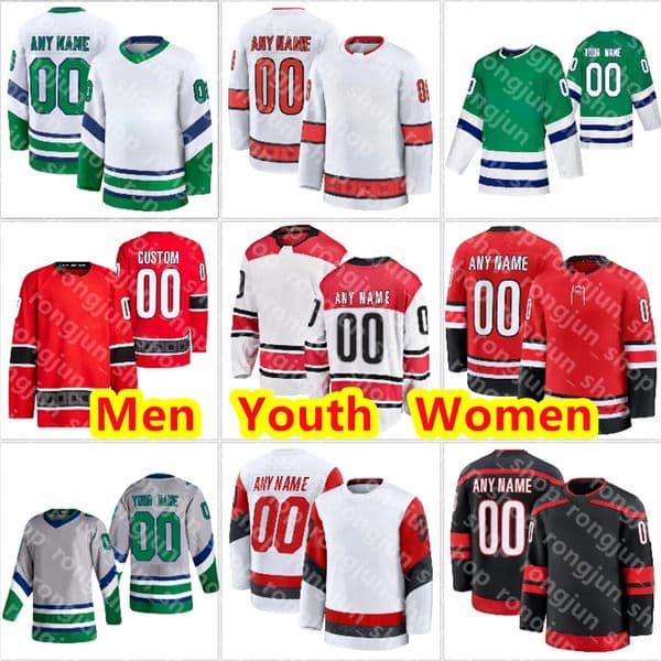 2025-26 Men New Road White Hockey Jerseys 20 Sebastian Aho 37 Andrei Svechnikov 74 Jaccob Slavin 24 Seth Jarvis 22 Logan Stankoven 11 Staal 5 Jalen Chatfield Stitched