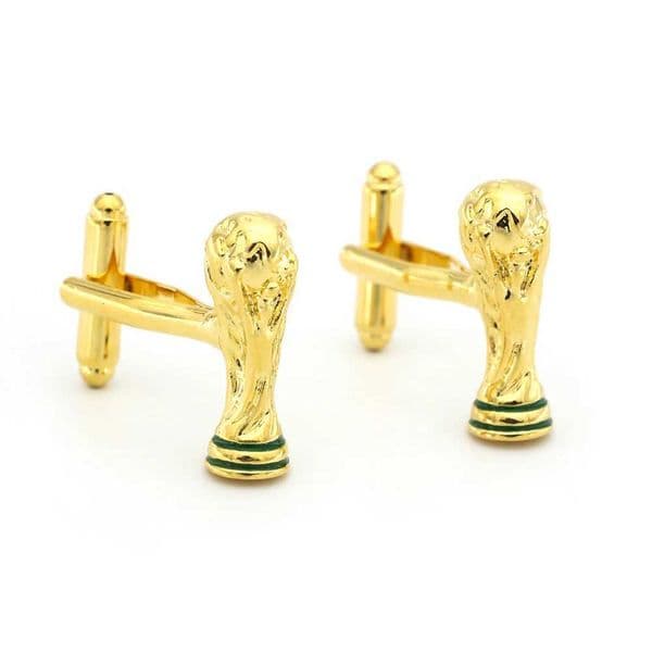 Mens Football Cup Cuff Links Copper Material Golden Color X260504