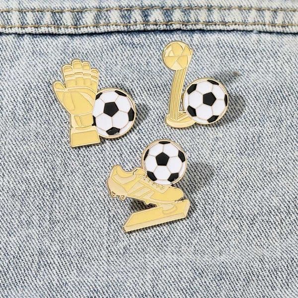 Soccer Shoes Goalkeeper Gloves Trophies Design Football Enamel Pins Sports Fans Golden Brooches X260504