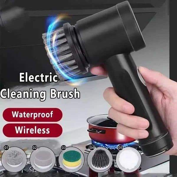 6-in-1 Electric Cleaning Brush Wireless Black High-power Multifunctional Bathroom Waterproof Portable Cleaning Brush Household X260504