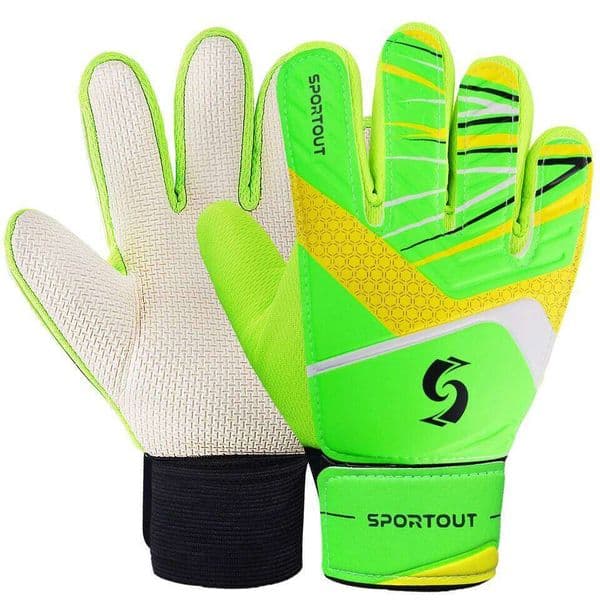 Sportout Kids Goalkeeper Gloves, Soccer Gloves with Double Wrist Protection and Non-Slip Wear Resistant Latex Material 26L0504