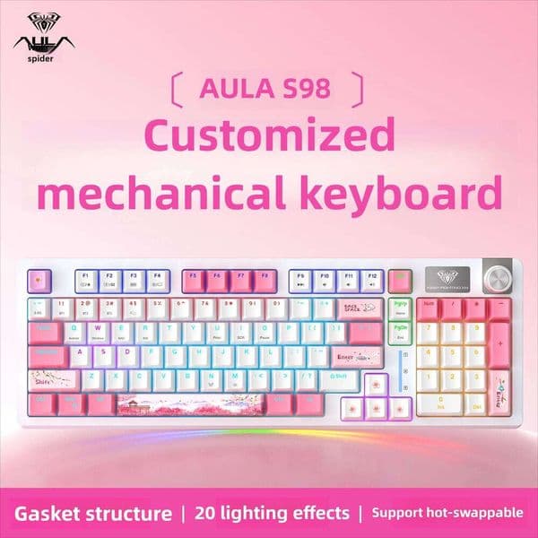 AULA S98 Wireless Mechanical Keyboard Bluetooth+2.4G Key Board Compact Design teclado mecanico keyboards pc gaming tastaturen S260430