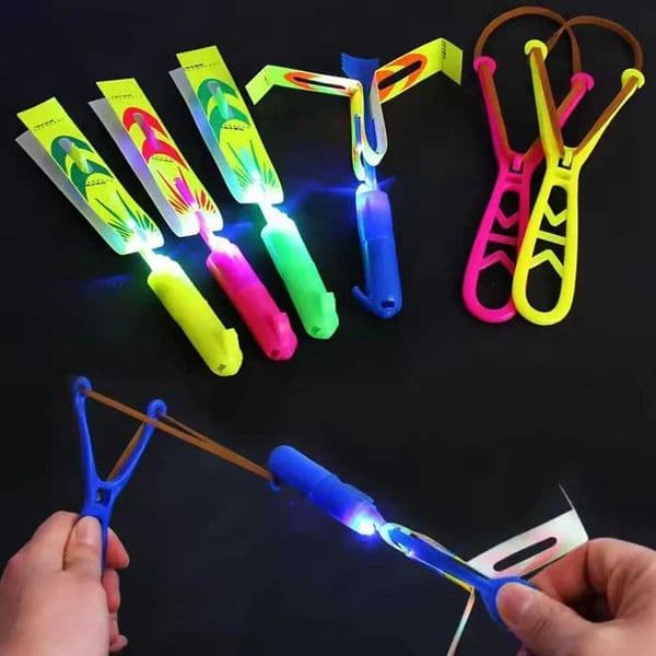 1/5Pc LED Flying Arrow Rocket Toys - Rubber Band Catapult Helicopter Light Party Fun Best Gifts For Kids Outdoor Play X260504