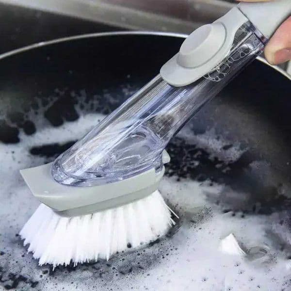 Kitchen Cleaning Brush 2 In 1 Long Handle Cleaing Brush with Removable Brush Sponge Dispenser Dishwashing Brush Kitchen Tools X2605041