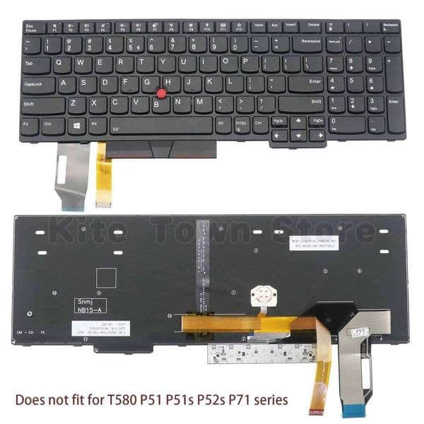 New US Layout Laptop Keyboard Backlit Pointer for Lenovo Thinkpad E580 E585 E590 E595 L580 L590 T590 P52 P53 P53s P72 P73 S260430