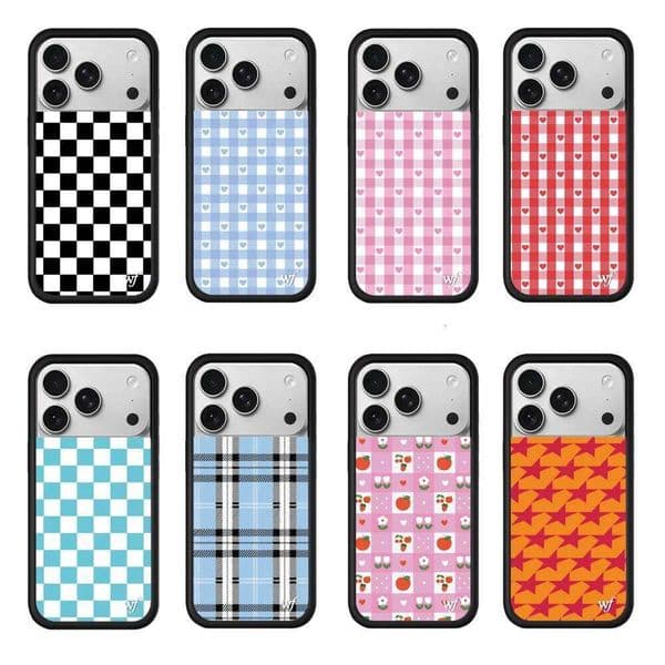 2026New Wildflower INS Strawberry cherry Plaid pattern Phone Case for 17 12 13 14 Pro Max Little love 16 Plus 15 pro 3D WF Funda 26H0504