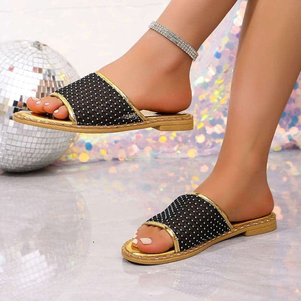 Southeast Asian large-size flat women's slippers, 2026 spring new shiny solid designer sandals slippers color slip-on anti-slip sandals for women