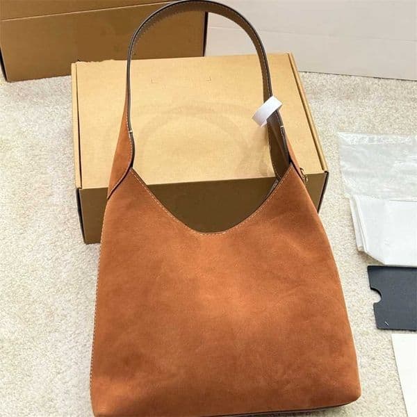 Designer Bag Casual Style Matte Suede Shoulder Bag With Chain Accessory Bucket Bag Suede Handbag Crossbody Shopping Bag For Women