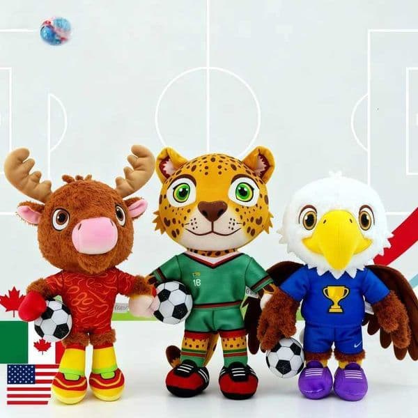 2026 Soccer Mascot Toys Soft Stuffed Dolls Leopard Moose Panda Eagle Styles Sports Themed Gift For Kids Football Doll X260504