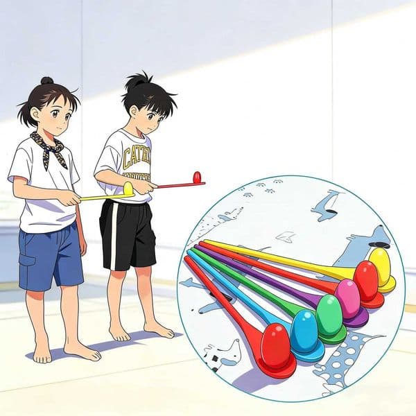 Childrens Outdoor Fun Game Toy Egg Spoon Balance Sport Wooden Spoon Toss Ball Sense Training Early Education Puzzle Party Game X260504 thumbnail 2
