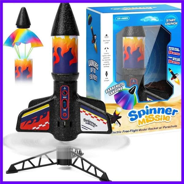 Children Rocket Launcher Toy with Parachute Self Launching Motorized Space Rocket Toys Outdoor Launch Game for Boys Kids X260504